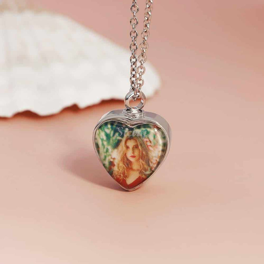 A Piece Of My Heart Lives In Heaven-Souvenir/Custom Photo Urn Pendant