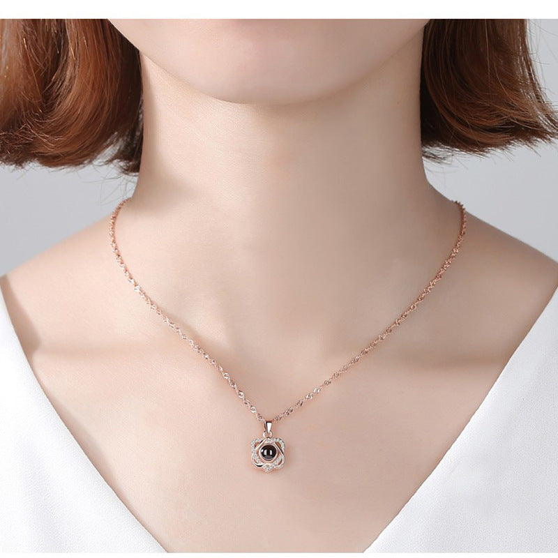 💝Valentine's Day Discount 50%OFF🎁-To My Mom-100 Languages Projection Carnation Necklace