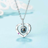 Siciry™ Personalized Projection Photo Necklace - Roman numeral love heart