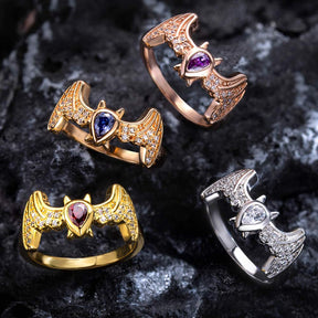 Personalized Birthstone Bat Ring Brass