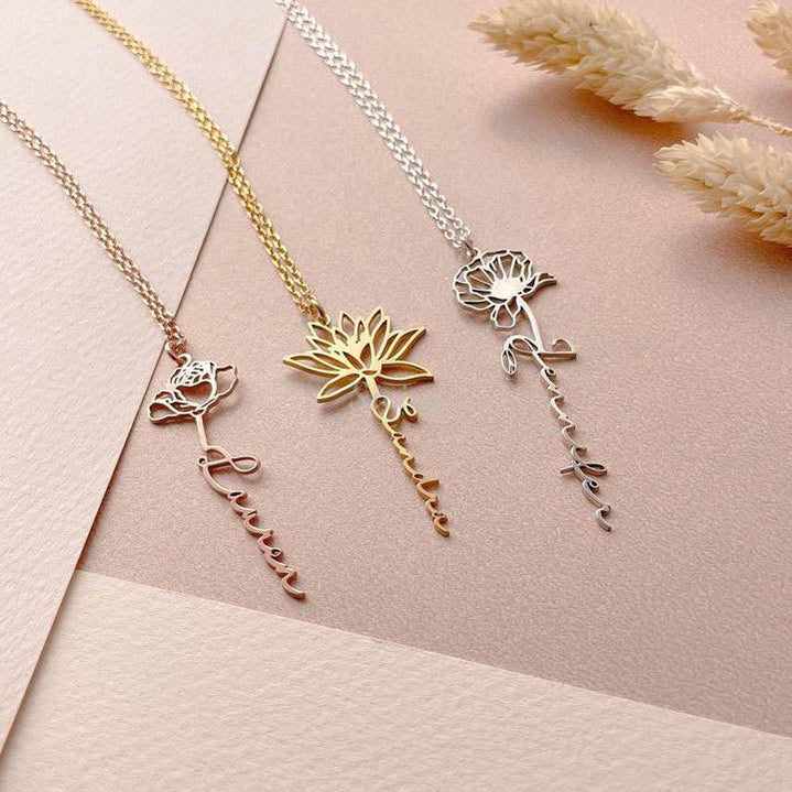 💝Valentine's Day Discount 50%OFF🎁-Custom Name Necklace with Birth Flower