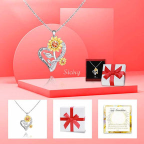 You Are My Sunshine Sunflower Heart Necklace