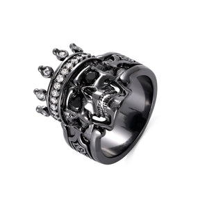 Engraved Skeleton King Ring with Two Birthstone Eye For Halloween Day