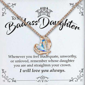 To My Badass Daughter-Love Heart Pendant Necklace