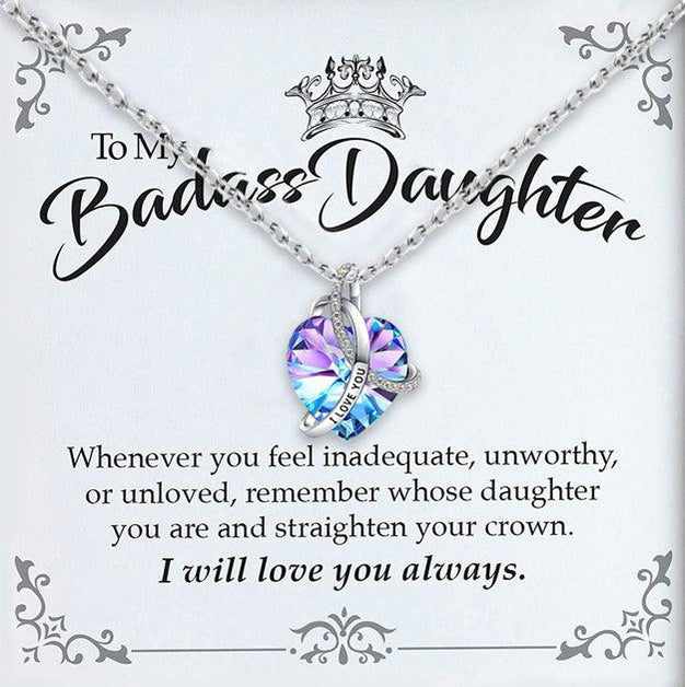 To My Badass Daughter-Love Pink Amethyst Necklace