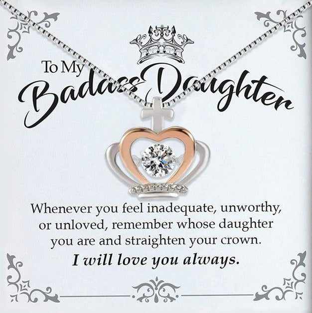 To My Badass Daughter - Luxe Crown Necklace Gift Set-