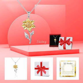 You Are My Sunshine Sunflower Heart Necklace