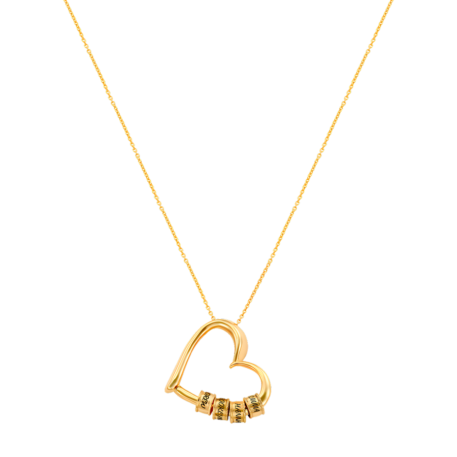 Heart Necklace With Engraved Beads