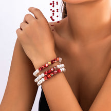 Halloween Gothic Bleeding Tassel Imitation Pearl Necklace Bracelet Earrings Jewelry