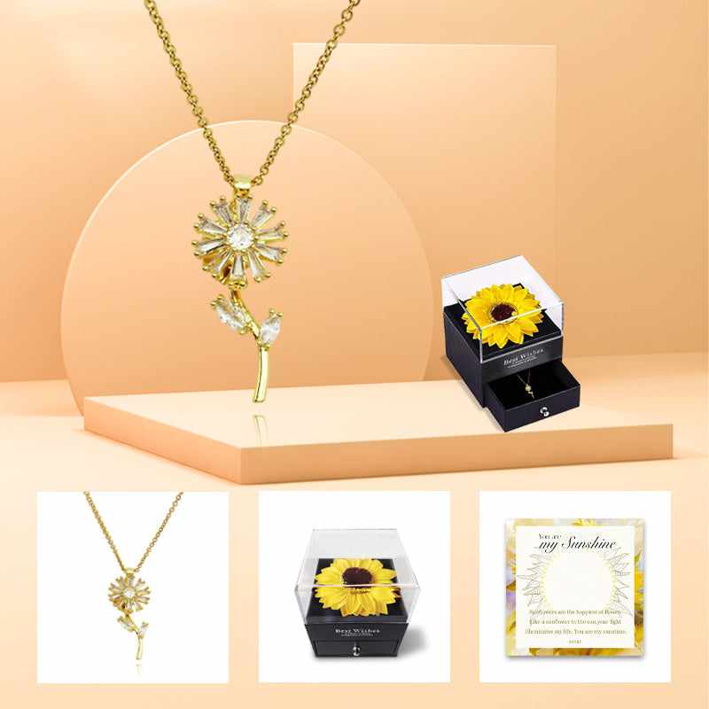 💝Valentine's Day Discount 50%OFF🎁-You Are My Sunshine Sunflower Heart Necklace