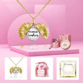 You Are My Sunshine Sunflower Heart Necklace