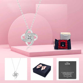 White Gold Necklace - Realistic Rose - To My Love-