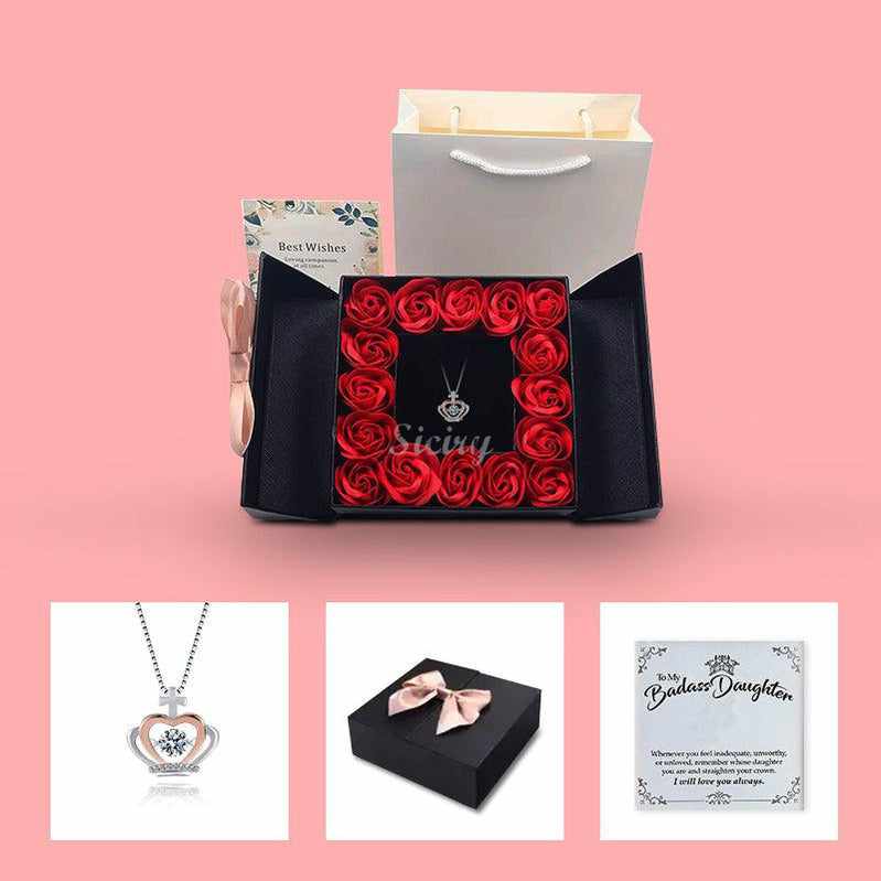 To My Badass Daughter - Luxe Crown Necklace Gift Set