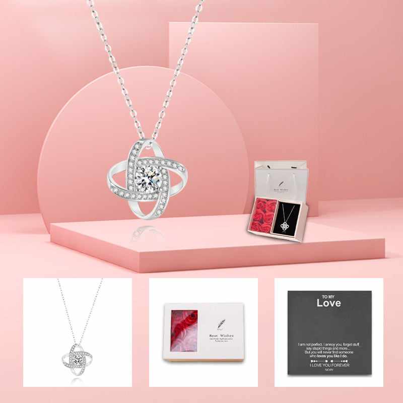 White Gold Necklace - Realistic Rose - To My Love-