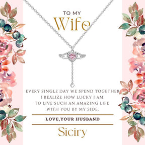 Siciry™ To Wife-Angel Wing Heart  Necklace-Red Apple Box