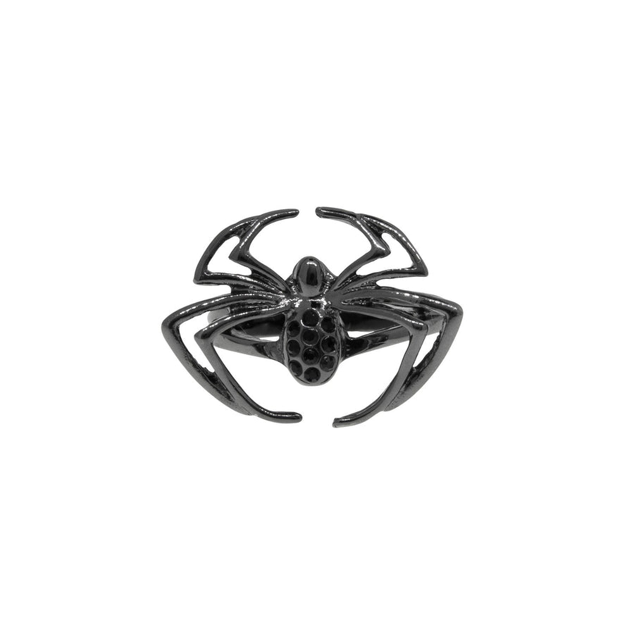 1928 Jewelry Black Spider Hematite Stone Ring Size 8