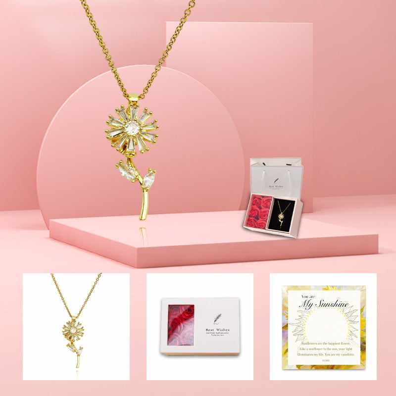 💝Valentine's Day Discount 50%OFF🎁-You Are My Sunshine Sunflower Heart Necklace