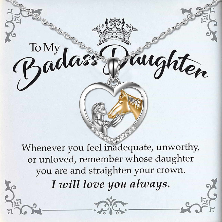 To My Badass Daughter Necklace-Horse Girl