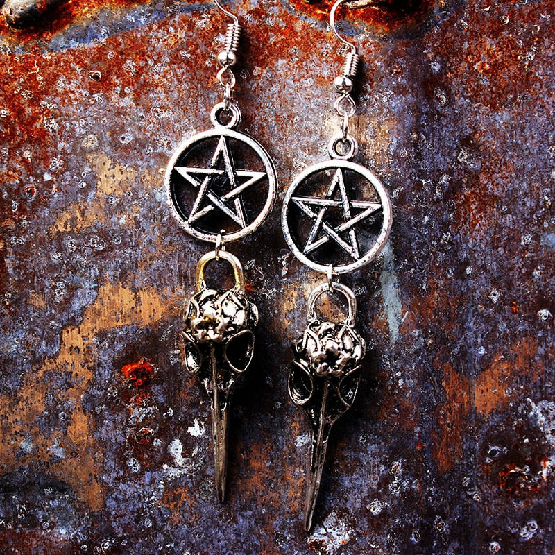 Halloween Earrings Gift Punk Steamed Pentagram Bat Dangle Earrings Fashion Jewelry Accessories Earrings for Women