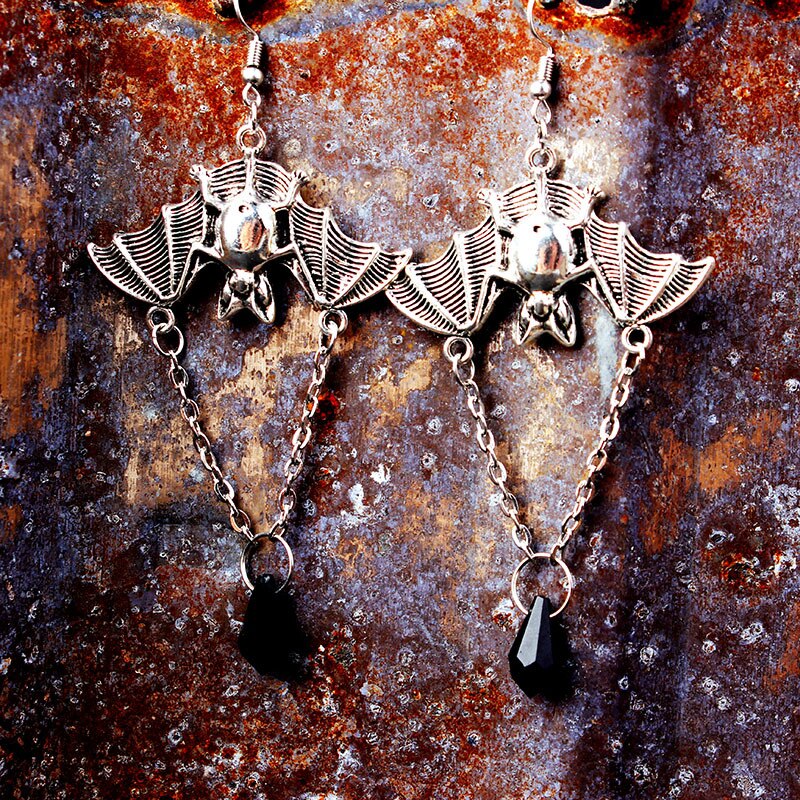 Halloween Earrings Gift Punk Steamed Pentagram Bat Dangle Earrings Fashion Jewelry Accessories Earrings for Women