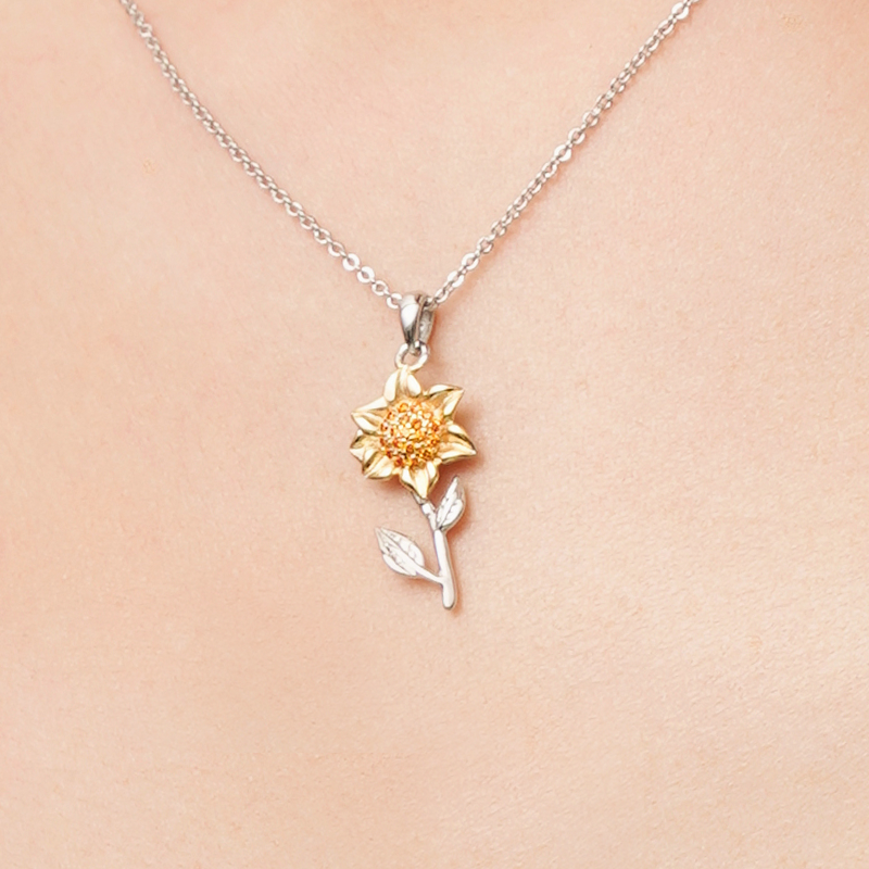 You Are My Sunshine Sunflower Heart Necklace