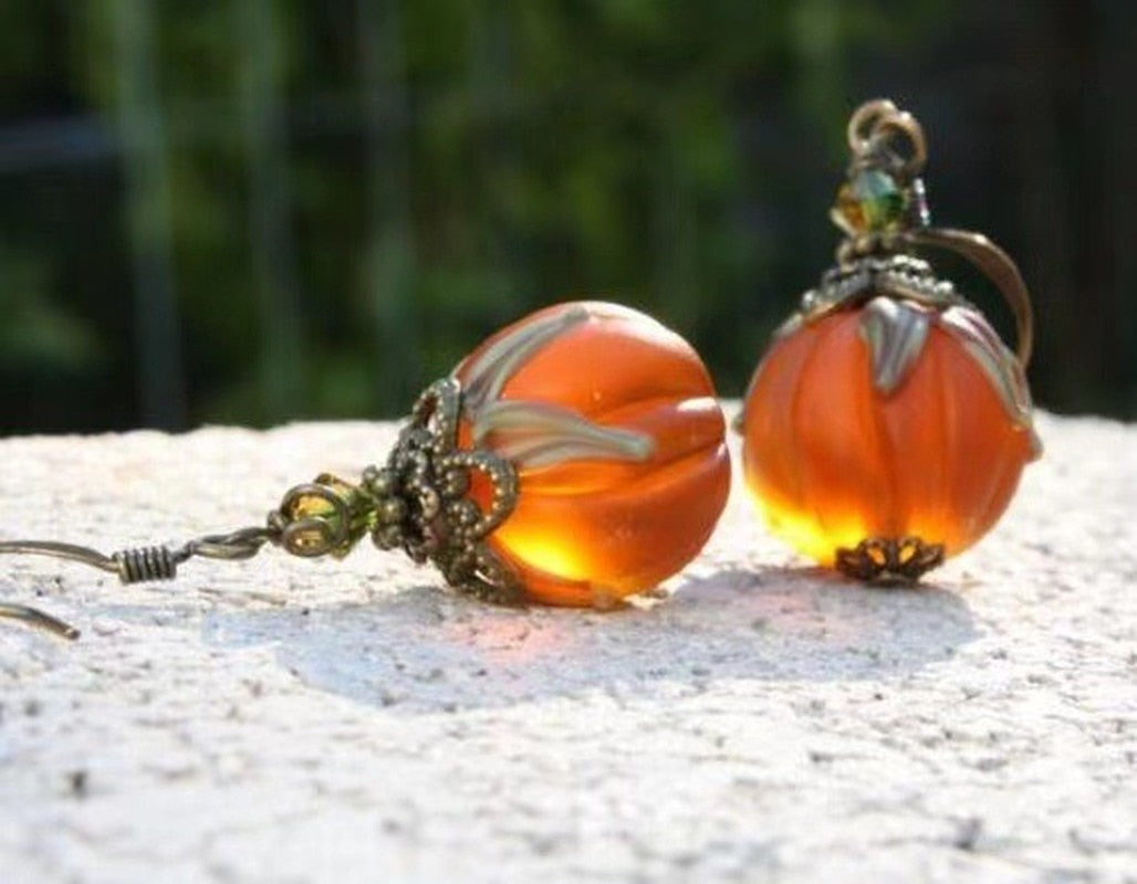 Pumpkin Halloween Drop Earrings for Women Girls Vintage Orange Pumpkin Dangle Earrings Accessories