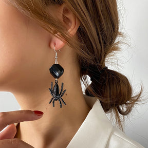 Halloween Earrings Dark Maiden Black Spider Earrings Street Shooting Girls Earrings for Women