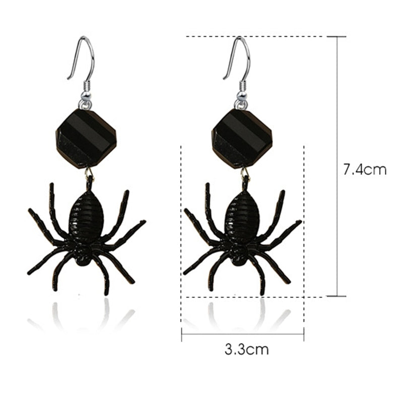 Halloween Earrings Dark Maiden Black Spider Earrings Street Shooting Girls Earrings for Women