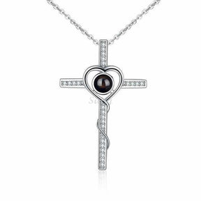 Collier Photo Projection Personnalisé Siciry™ - Croix d'Amour