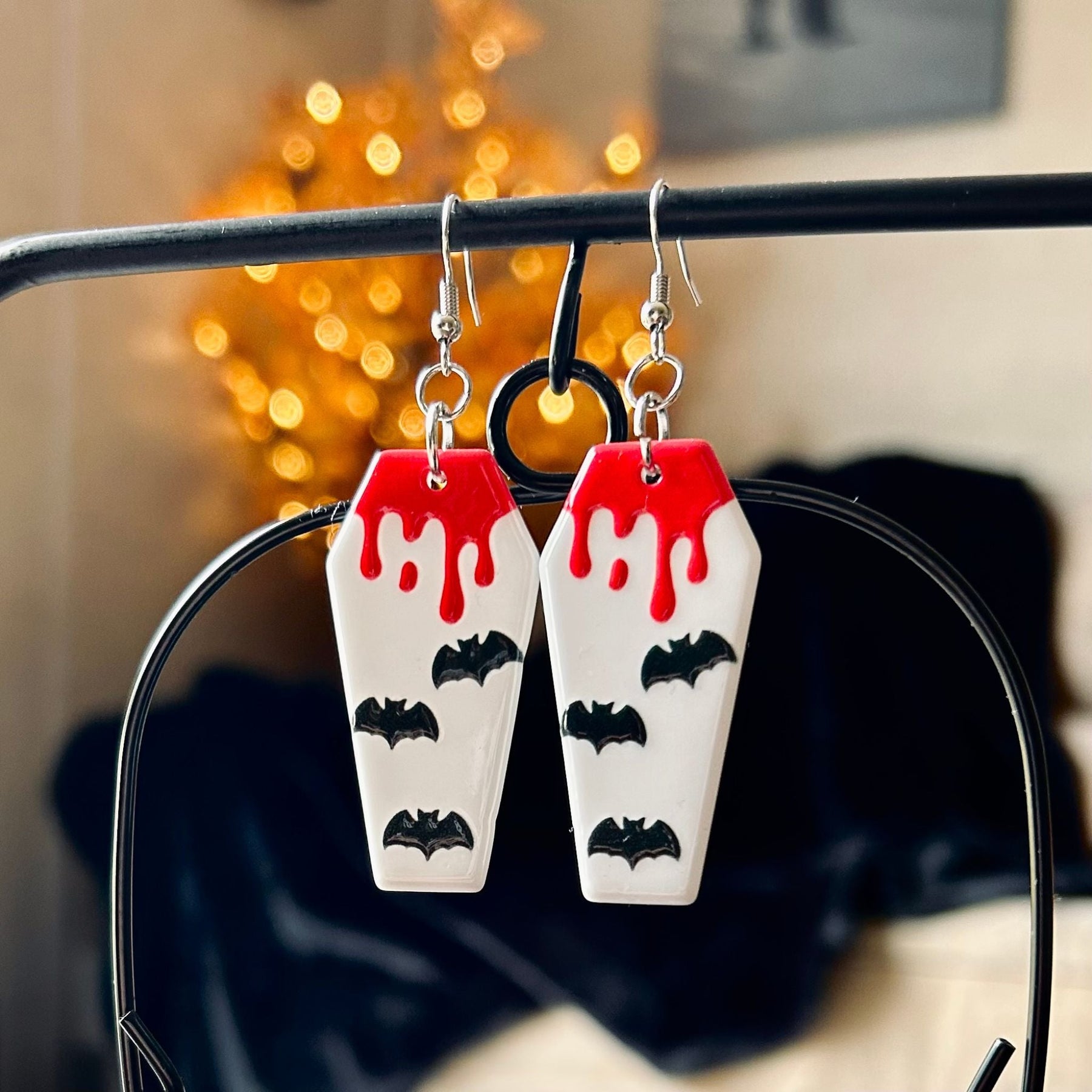 White Spooky Coffin Earrings