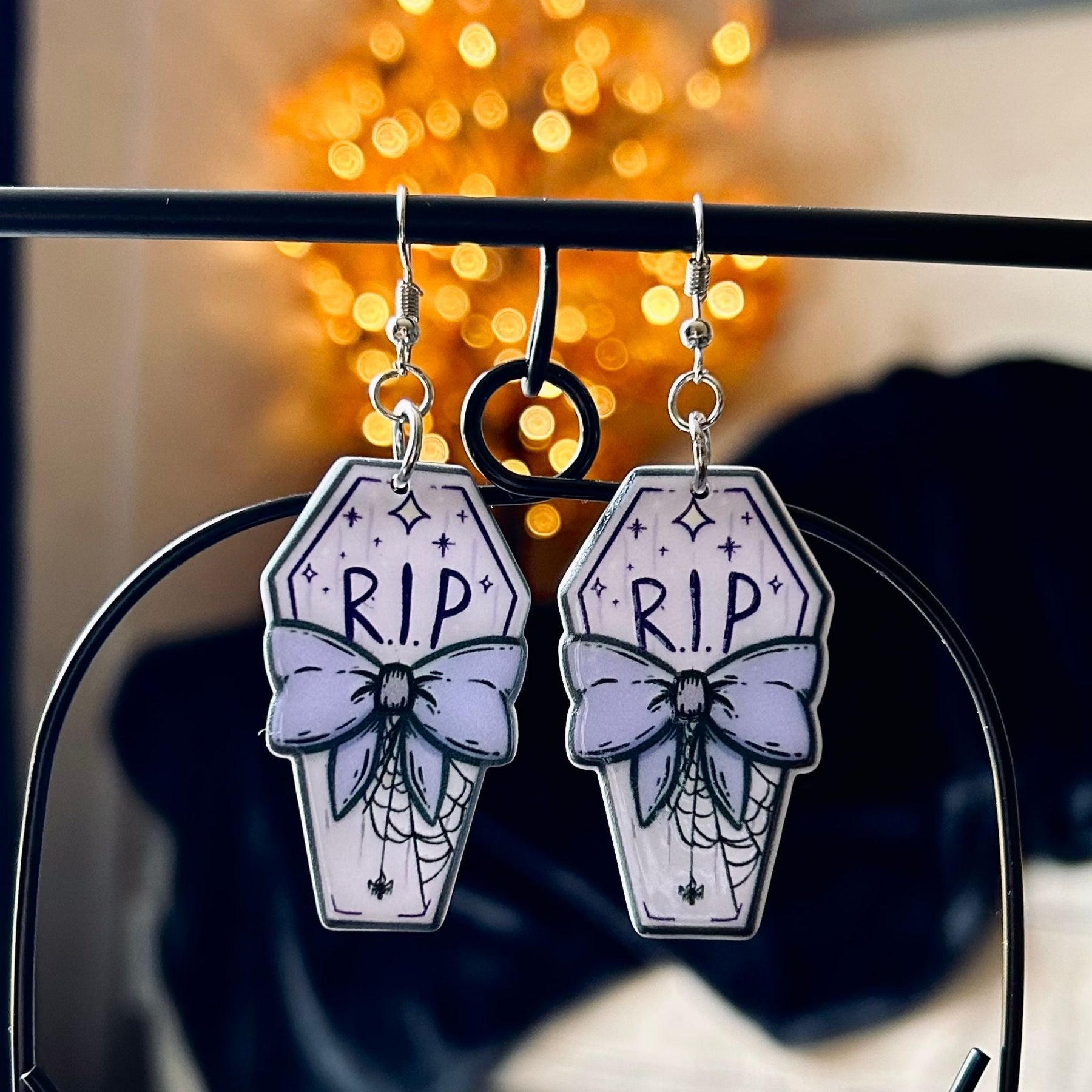 Pastel Purple Coffin Earrings