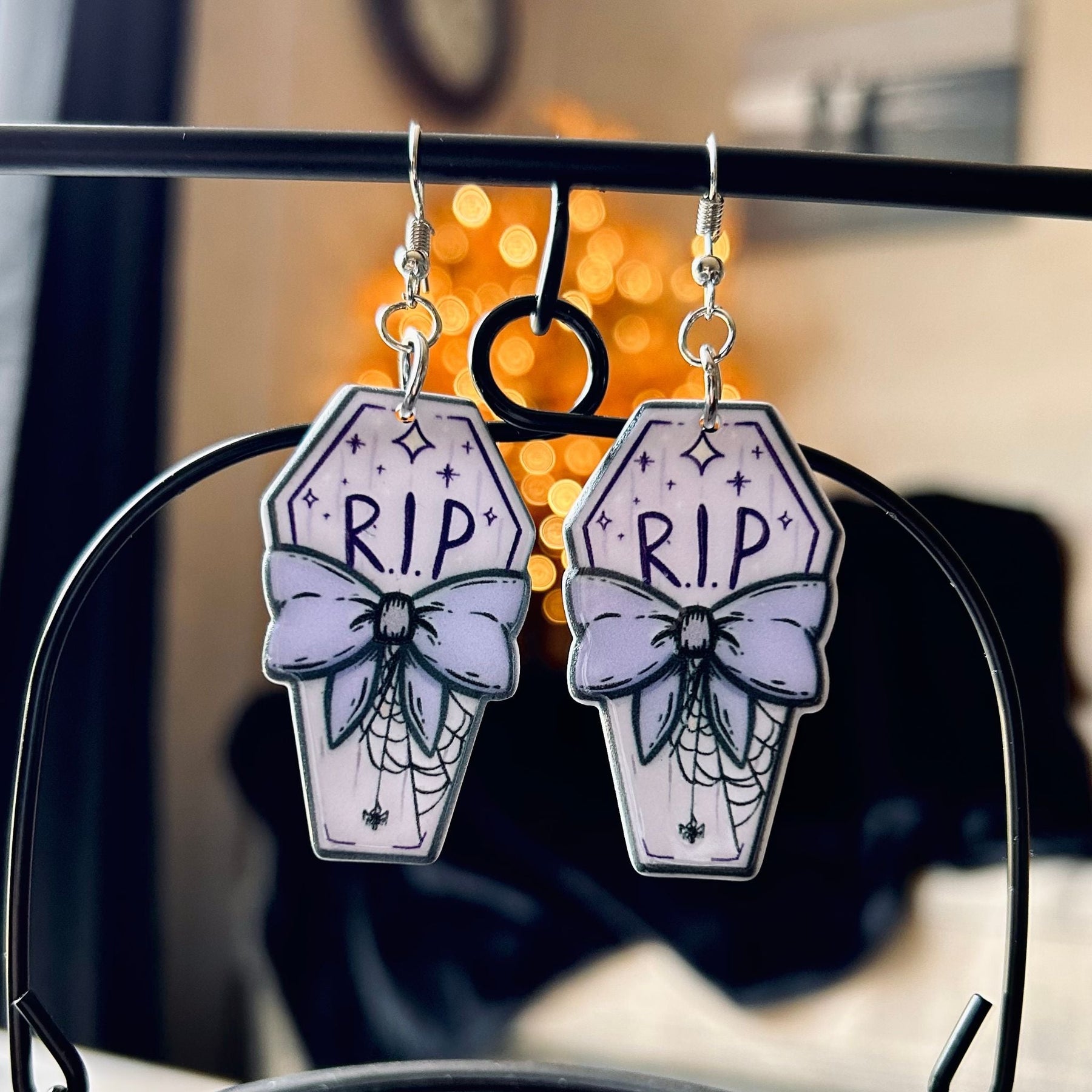 Pastel Purple Coffin Earrings