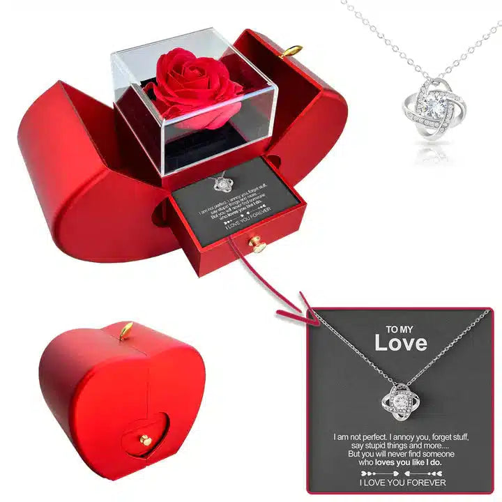 💝Valentine's Day Discount 50%OFF🎁-White Gold Necklace - Realistic Rose -The Perfect Gift To My Love