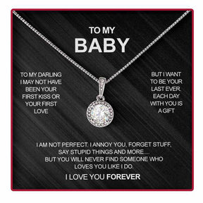 925 To My BABY-Sterling Silver Necklace - With Realistic Rose