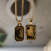 Vintage Gold Sun and Moon Necklace