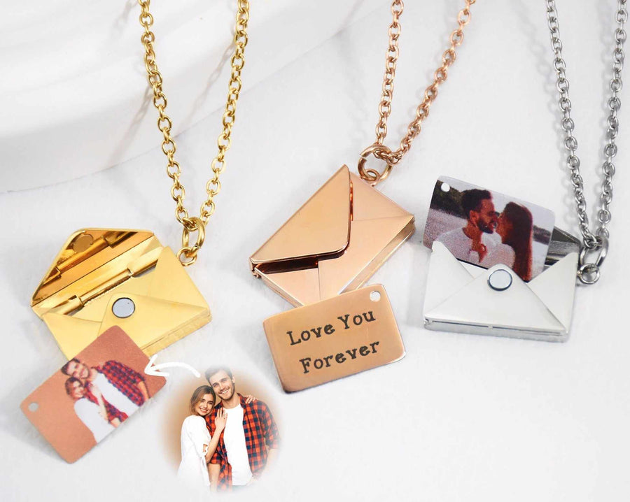 💝Valentine's Day Discount 50%OFF🎁-Personalized Love Letter Envelope Necklace Rose Gold