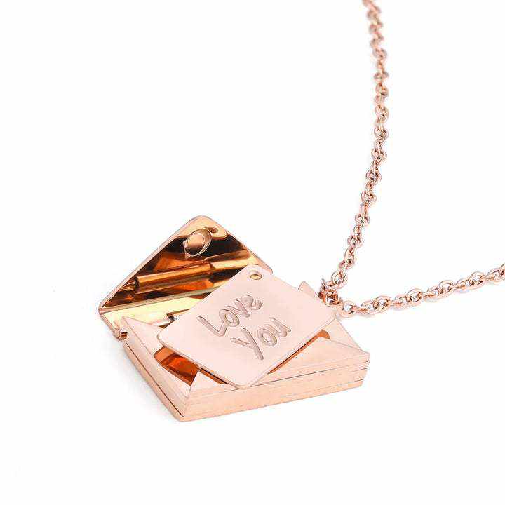 Personalized Love Letter Envelope Necklace Rose Gold