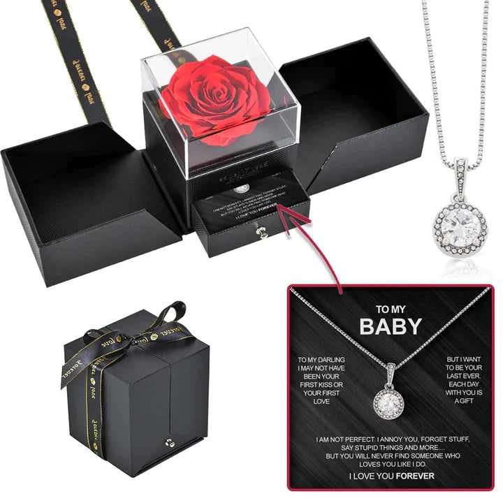 💝Valentine's Day Discount 50%OFF🎁-925 To My BABY-Sterling Silver Necklace - With Realistic Rose